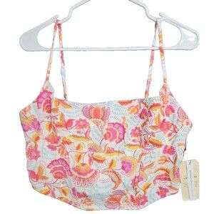 Midnight Sky Xl Tank Crop Top Women's Shirt Blouse Floral Lined NWT